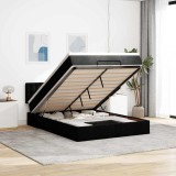 VidaXL Pat otoman cu saltea și LED-uri negru 140x190 cm țesătură