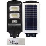 Lampa stradala, panou solar amorf, LED 100W, lumina 6000K, 2000lm, senzor miscare, telecomanda IR, IP65, masterLED