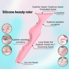 Sablon multifunctional 5 in 1 Eyeline din silicon pentru makeup ochi, fata, sprancene, buze, 149.4x41.4x8 mm, Roz