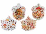 Set 4 suporturi vase fierbinti Toamna pluta ceramica multicolora cm 15 x 18 H