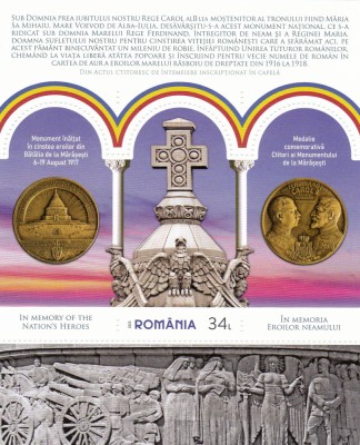 ROMANIA 2023 IN MEMORIA EROILOR NEAMULUI Colita dantelata LP2428 a MNH foto