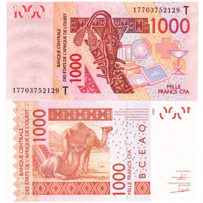 Statele Africii de Vest (Togo ) 1 000 Franci 2017 UNC foto