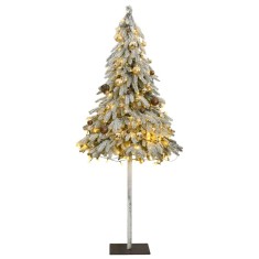 Brad Crăciun artificial, 300 LED/globuri/zăpadă pufoasă, 210 cm foto