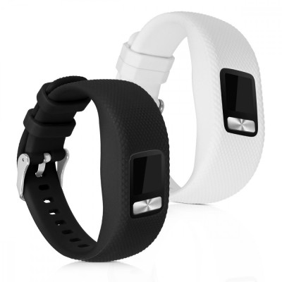 Set 2 Curele pentru Garmin Vivofit 4, kwmobile, Silicon, Negru / Alb, 50976.02 foto