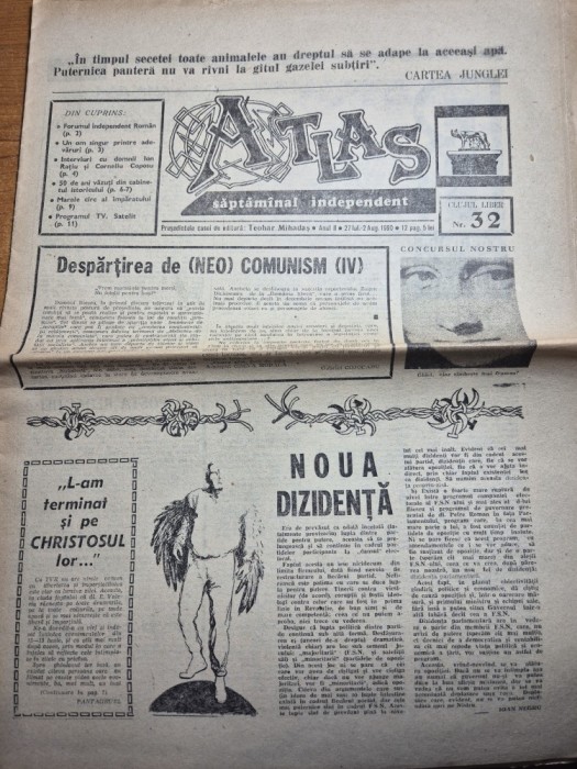 ziarul atlas clujul liber 27 iulie - 2 august 1990