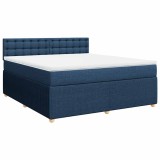 Cumpara ieftin Pat box spring cu saltea, albastru, 180x200 cm, material textil