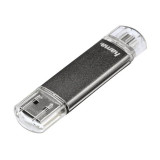 Stick memorie USB Laeta Twin Hama, 128 GB, USB 2.0, Gri