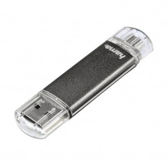 Stick memorie USB Laeta Twin Hama, 128 GB, USB 2.0, Gri foto