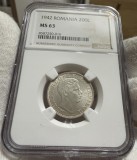 200 Lei 1942 Argint, Romania, NGC MS63