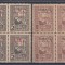 1917/1918 TIMBRE DE AJUTOR FISCAL/POSTALE SUPRATIPAR MVIR BLOCURI 4 TIMBRE MNH