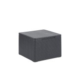 Masa gradina Curver Claire, 55.5x55.5x38 cm, ratan, cu depozitare perne, grafit