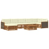 vidaXL Set de canapele de exterior cu pernă 8 pcs Natural și Crem 3383648
