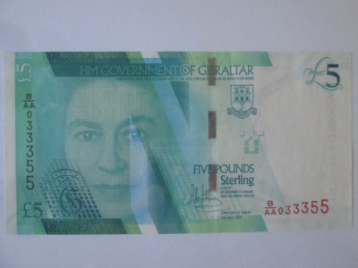 Gibraltar 5 Pounds 2020(2021) aUNC seria:033355 foto