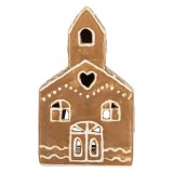 Cumpara ieftin Candela Casuta Craciun ceramica alba maro 10x10x16 cm