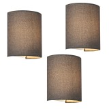 Set 3 buc lampa perete HT191020 tesatura 20 cm gri 1 x E27, max. 60W HausGarden Leisure