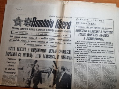 romania libera 14 aprilie 1988-ceausescu in australia,minerii din voivozi,braila foto