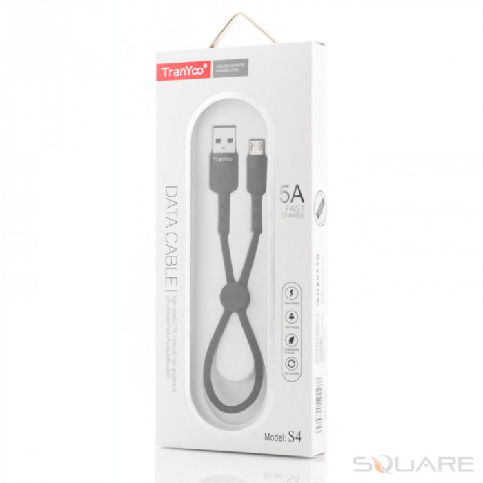 Cabluri Tranyoo, S4, Micro USB Cable, 5A, 30cm, Black