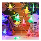 Ghirlanda luminoasa cu bec in forma de brazi, 4 metri, 30 LED-uri, forme din plastic, fir transparent, multicolora, Flippy