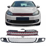 Grilaj radiator tip fagure fara emblema + grilaj bara GLOSSY pentru VW Golf 6 08-13 Performance AutoTuning