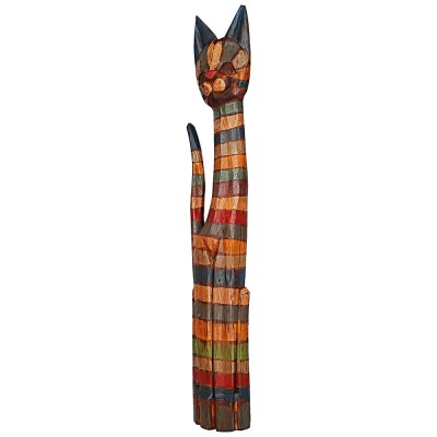 Decoratiune sculptata si pictata manual pisica &amp;amp;#8211; Rainbow Cat, XL foto
