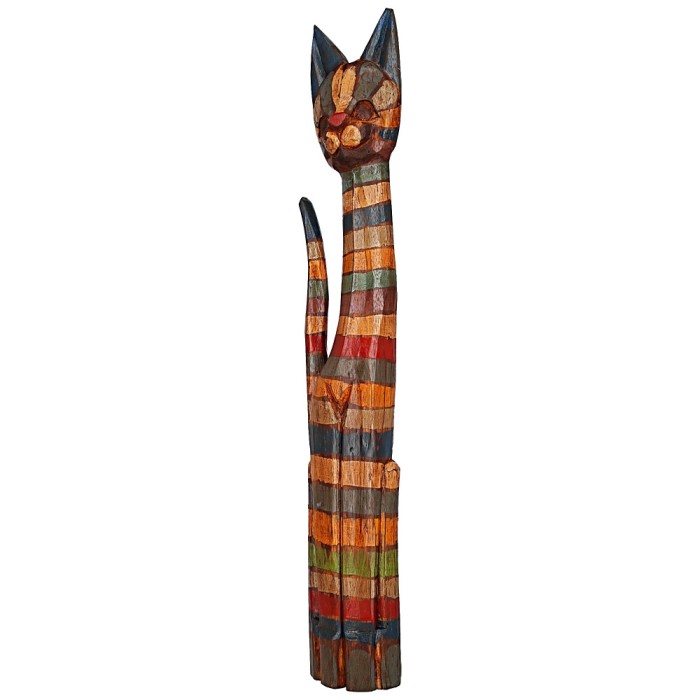 Decoratiune sculptata si pictata manual pisica &amp;#8211; Rainbow Cat, XL