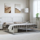 VidaXL Cadru pat metalic cu tăblie de cap/picioare&nbsp;, alb, 183x213 cm