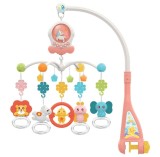 Carusel muzical pt pătuț bebeluși EMC ONSHOP&reg;, proiector luminos, rotire 360&deg;, temporizator, 5 jucării zornăitoare detașabile, Multicolor