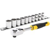 Set de clicheti si chei tubulare STANLEYr 3 8 in., 72 de dinti, 11 buc.