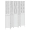 Paravan camera 5 panouri, alb, lemn masiv paulownia