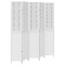 Paravan camera 5 panouri, alb, lemn masiv paulownia