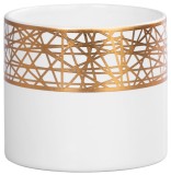 Dekor&aacute;cia MagicHome, Kvetin&aacute;č so zlat&yacute;m ornamentom, biely, dolomit, 16,8x16,8x14,7 cm