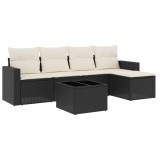 Cumpara ieftin Set mobilier de gradina cu perne, 6 piese, negru, poliratan