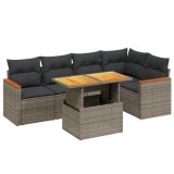 Set mobilier gradina cu perne, 6 piese, gri, poliratan