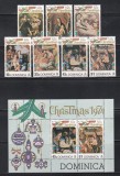 Dominica 1974 - Crăciun - Picturi de Guido Reni, Romanelli, Caselli, s.a., Serie + Colita, MNH