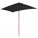 Umbrela de soare, exterior, stalp lemn, negru, 150x200 cm GartenMobel Dekor, vidaXL