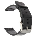 Curea piele naturala, compatibila Huawei Watch Fit 3, adaptor inclus, telescoape Quick Release, Negru/Argintiu