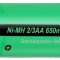 Acumulator 2/3 AA, Ni-Mh, 650 mAh