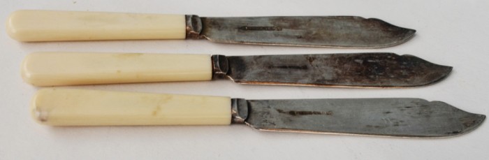 Lot de 3 cutite pentru servire peste argintate