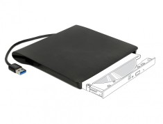 Enclosure extern pentru dispozitive 5.25&quot; Ultra Slim SATA 9.5 mm la USB-A Negru, Delock 42603