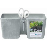 Ghiveci decorativ de flori, dublu, gri, 2.5 L, 24.4x11x12 cm, Twins Cube, Prosperplast