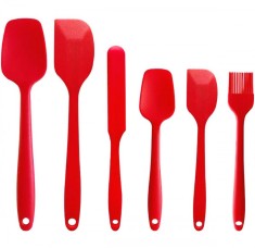 Set 6 ustensile de bucatarie, silicon,rezistent la temperaturi inalte, rosu