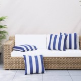 Perne decorative, 4 buc., dungi albastru&amp;alb, 50x50 cm, textil
