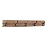 Cumpara ieftin Cuier de perete din lemn maro cu 5 agatatori din fier negru patinat Rafter 94 cm x 14 cm x 13 cm