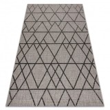 Covor sisal Floorlux 20508 argint si negru Triunghiuri, 80x150 cm, Dreptunghi