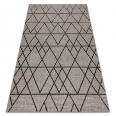Covor sisal Floorlux 20508 argint si negru Triunghiuri, 200x290 cm