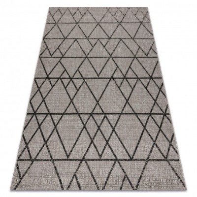 Covor sisal Floorlux 20508 argint si negru Triunghiuri, 60x110 cm foto