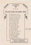 Felicitare de anul nou Radio T.F.F. Ministerul Afacerilor Streine 1922