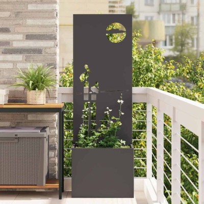 Ghiveci de Grădină cu Panou Decorativ Negru 50 x 140 cm foto