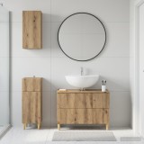 Cumpara ieftin Set de cabinet pentru baie cu 3 piese DELFT Stejar Artizanal