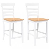 Cumpara ieftin Scaune de bar 2 buc din cauciuc din lemn masiv alb